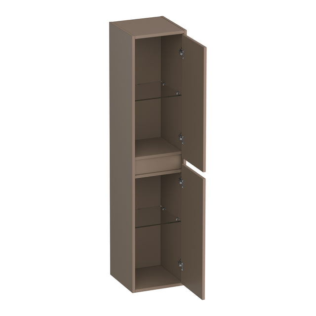 BRAUER Adore Wavy hoge kast 160 met 2 deuren greeploos links- of rechtsdraaiend mat mokka HK-ADW160MM