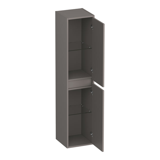 BRAUER Adore Wavy hoge kast 160 met 2 deuren greeploos links- of rechtsdraaiend mat taupe HK-ADW160MT