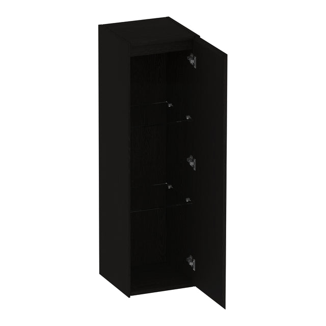BRAUER Inspire hoge kast 120 met 1 deur greeploos rechtsdraaiend Timber Black HK-IN120RTB