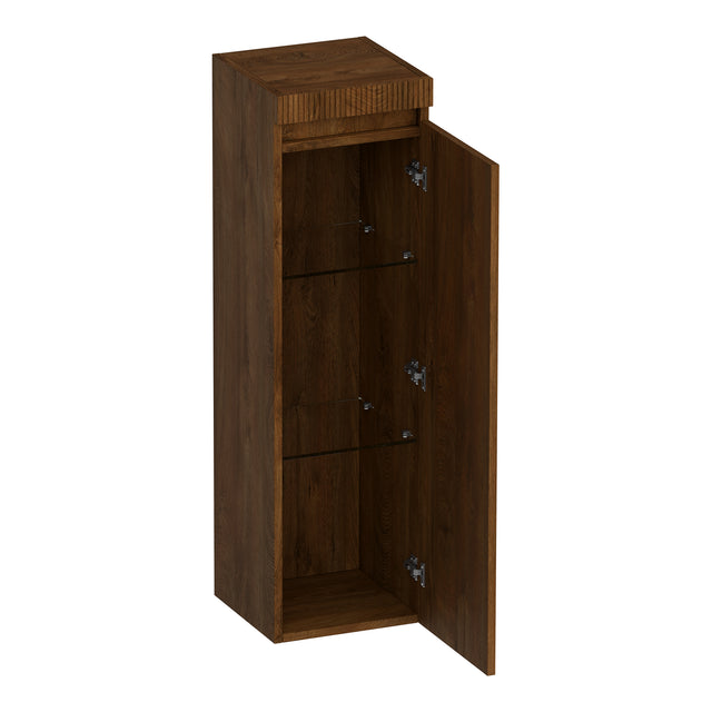 BRAUER Joy Wavy hoge kast 120 met 1 deur greeploos rechtsdraaiend Forest Cacao HK-JYW120RFC
