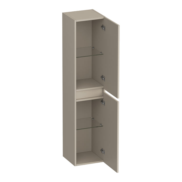 BRAUER Joy Wavy hoge kast 160 met 2 deuren greeploos links- of rechtsdraaiend mat beige HK-JYW160MB