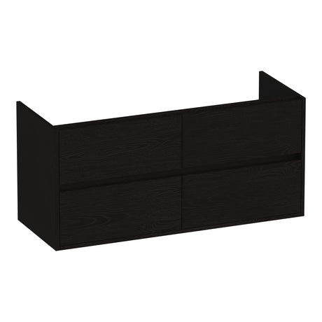 BRAUER Adore onderkast 120 met 4 softclose lades greeploos en 2 sifon uitsparingen Timber Black OK-AR120-4TB