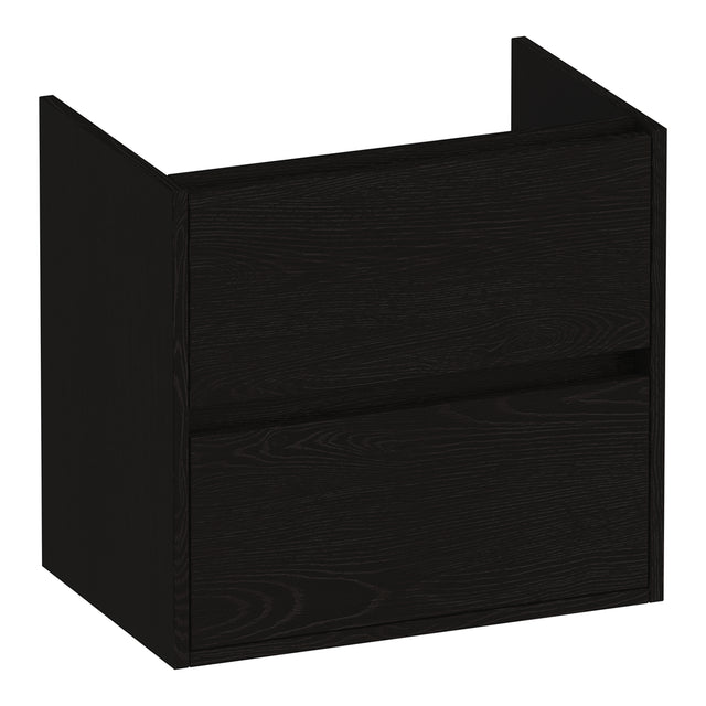 BRAUER Adore onderkast ondiep 60 met 2 softclose lades greeploos en 1 sifon uitsparing Timber Black OK-ARO60TB