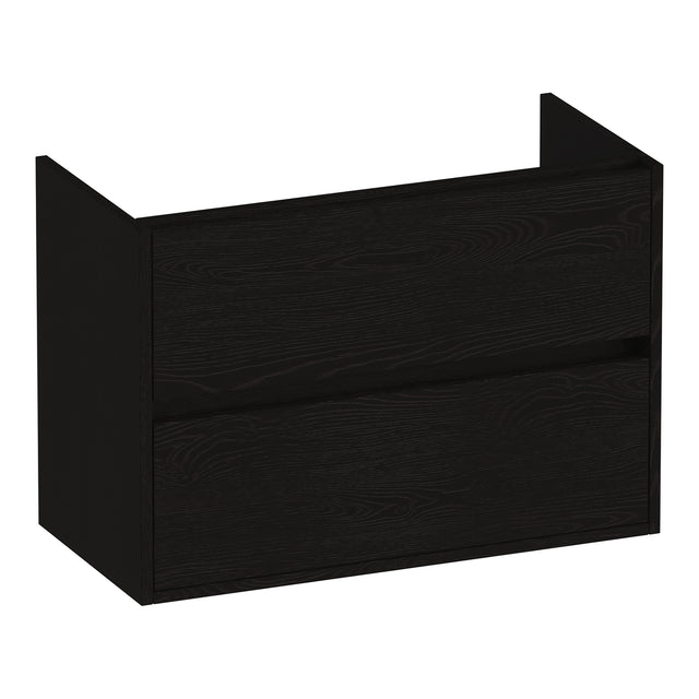 BRAUER Adore onderkast ondiep 80 met 2 softclose lades greeploos en 1 sifon uitsparing Timber Black OK-ARO80TB