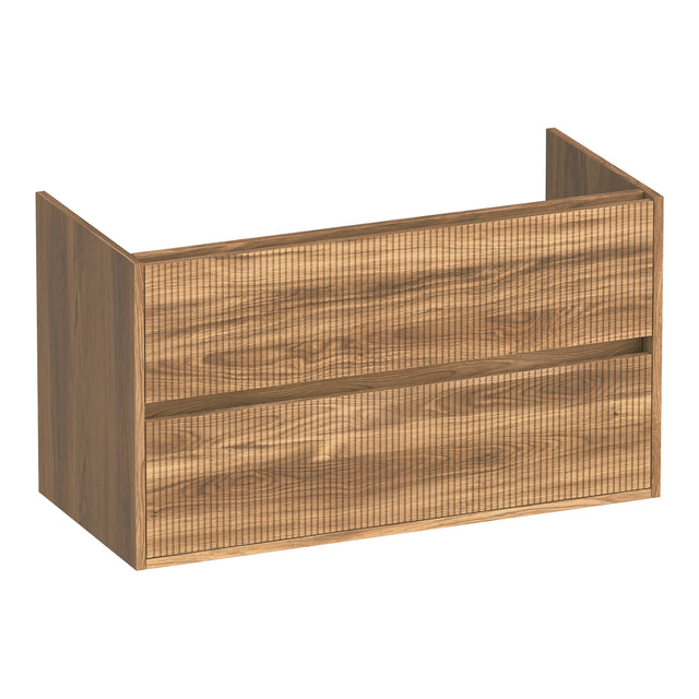 BRAUER Adore Wavy onderkast 100 met 2 softclose lades greeploos en 1 sifon uitsparing Honey OK-ARW100HO