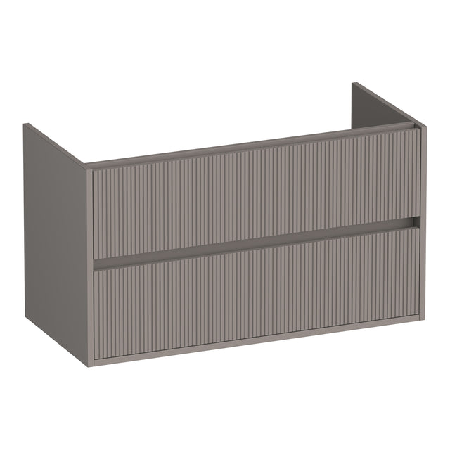 BRAUER Adore Wavy onderkast 100 met 2 softclose lades greeploos en 1 sifon uitsparing mat taupe OK-ARW100MT