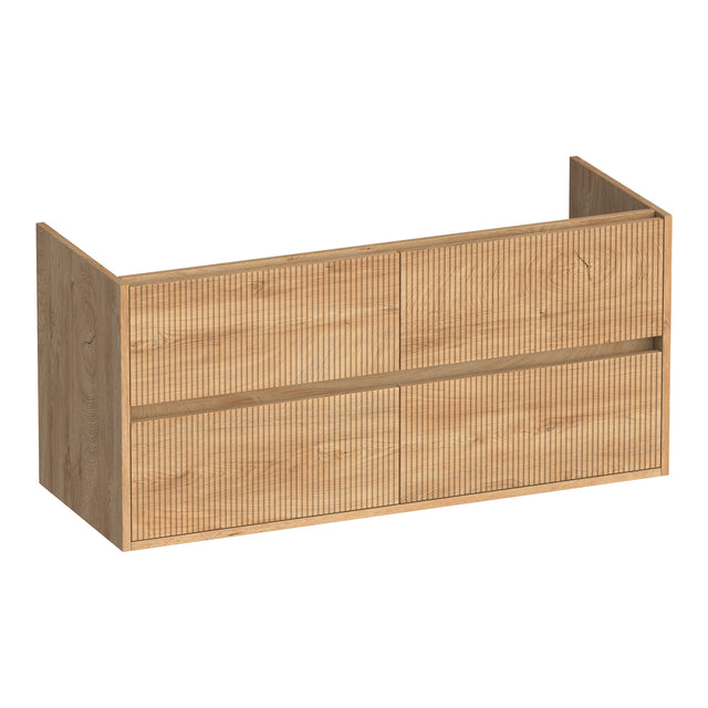 BRAUER Adore Wavy onderkast 120 met 4 softclose lades greeploos en 2 sifon uitsparingen Forest Tan OK-ARW120-4FT