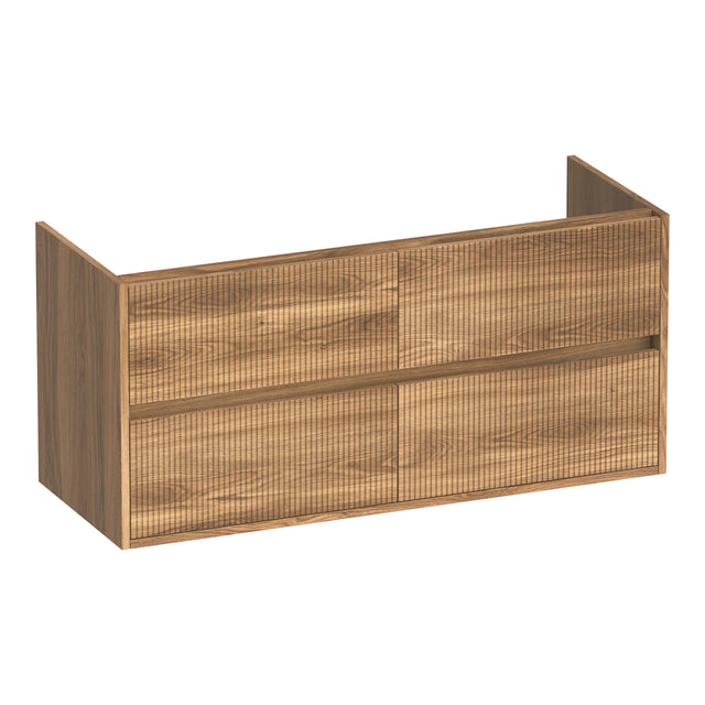 BRAUER Adore Wavy onderkast 120 met 4 softclose lades greeploos en 2 sifon uitsparingen Honey OK-ARW120-4HO