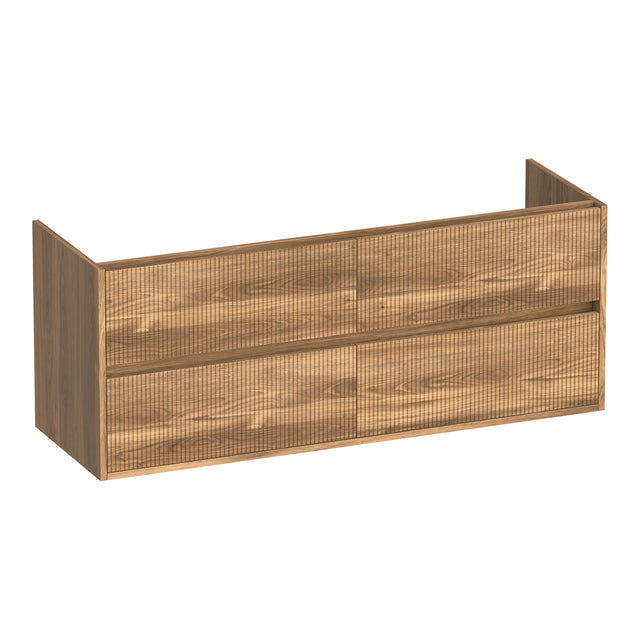 BRAUER Adore Wavy onderkast 140 met 4 softclose lades greeploos en 2 sifon uitsparingen Honey OK-ARW140HO