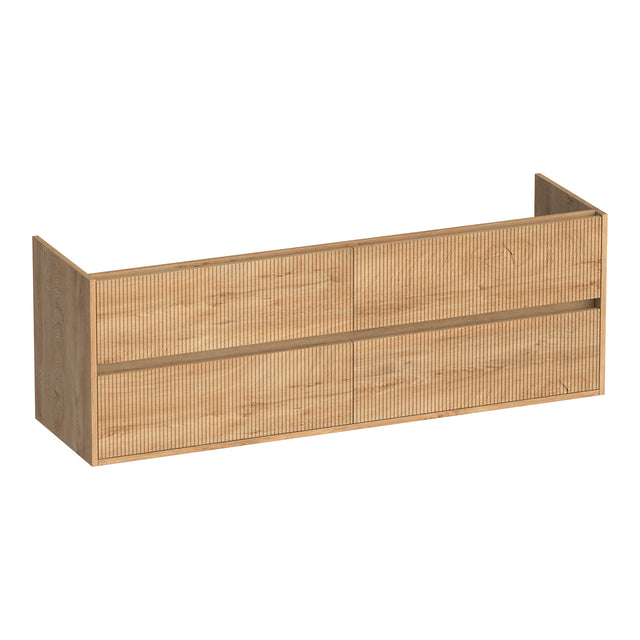 BRAUER Adore Wavy onderkast 160 met 4 softclose lades greeploos en 2 sifon uitsparingen Forest Tan OK-ARW160FT