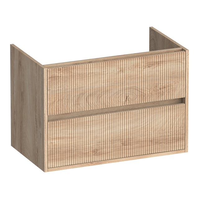 BRAUER Adore Wavy onderkast 80 met 2 softclose lades greeploos en 1 sifon uitsparing Forest Wheat OK-ARW80FW