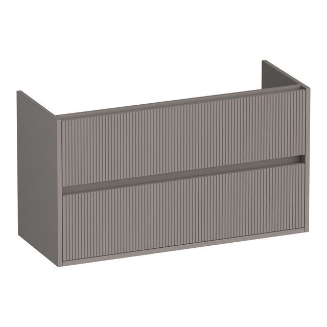 BRAUER Adore Wavy onderkast ondiep 100 met 2 softclose lades greeploos en 1 sifon uitsparing mat taupe OK-ARWO100MT