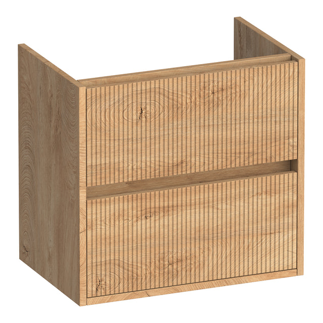 BRAUER Adore Wavy onderkast ondiep 60 met 2 softclose lades greeploos en 1 sifon uitsparing Forest Tan OK-ARWO60FT