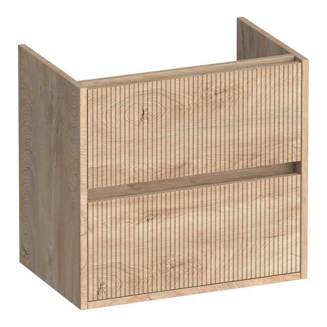 BRAUER Adore Wavy onderkast ondiep 60 met 2 softclose lades greeploos en 1 sifon uitsparing Forest Wheat OK-ARWO60FW