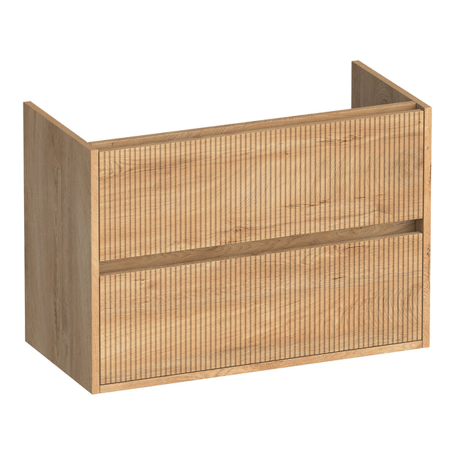 BRAUER Adore Wavy onderkast ondiep 80 met 2 softclose lades greeploos en 1 sifon uitsparing Forest Tan OK-ARWO80FT