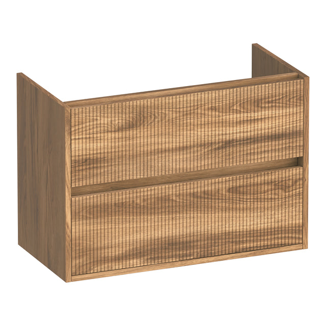 BRAUER Adore Wavy onderkast ondiep 80 met 2 softclose lades greeploos en 1 sifon uitsparing Honey OK-ARWO80HO