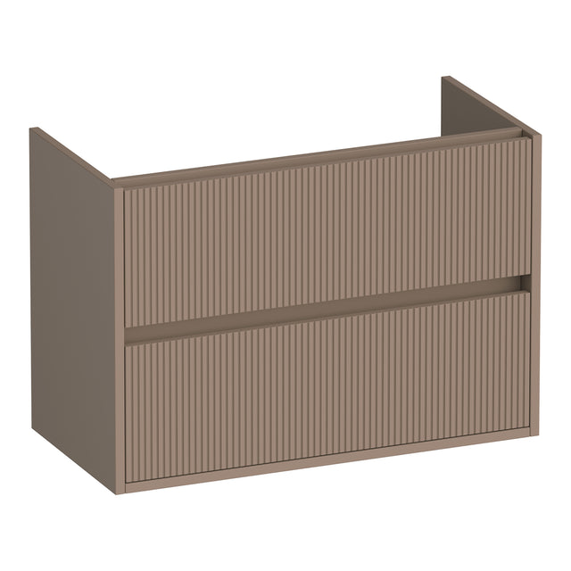 BRAUER Adore Wavy onderkast ondiep 80 met 2 softclose lades greeploos en 1 sifon uitsparing mat mokka OK-ARWO80MM