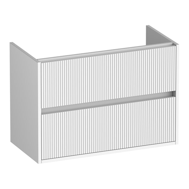 BRAUER Adore Wavy onderkast ondiep 80 met 2 softclose lades greeploos en 1 sifon uitsparing mat wit OK-ARWO80MW