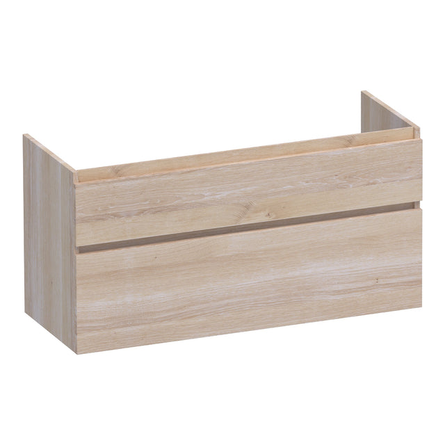 BRAUER Delight onderkast 120 met 2 softclose lades greeploos en 1 sifon uitsparing lamellen eiken wit OK-DL120-1LEW