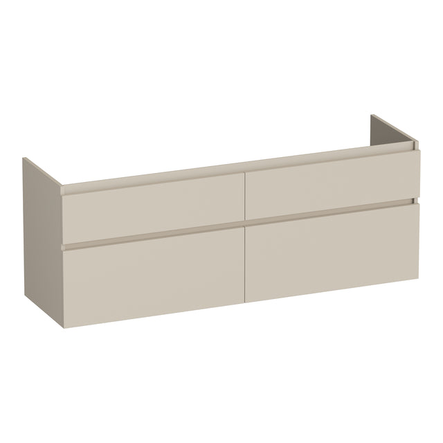 BRAUER Delight onderkast 140 met 4 softclose lades greeploos en 2 sifon uitsparingen mat beige OK-DL140MB