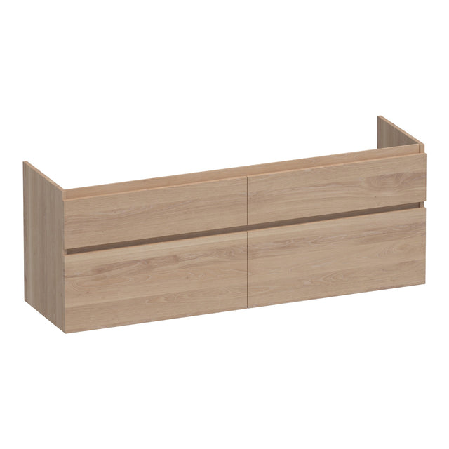 BRAUER Delight onderkast 160 met 4 softclose lades greeploos en 2 sifon uitsparingen lamellen eiken naturel OK-DL160LEN
