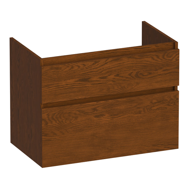 BRAUER Delight onderkast 80 met 2 softclose lades greeploos en 1 sifon uitsparing lamellen eiken bruin OK-DL80LEB