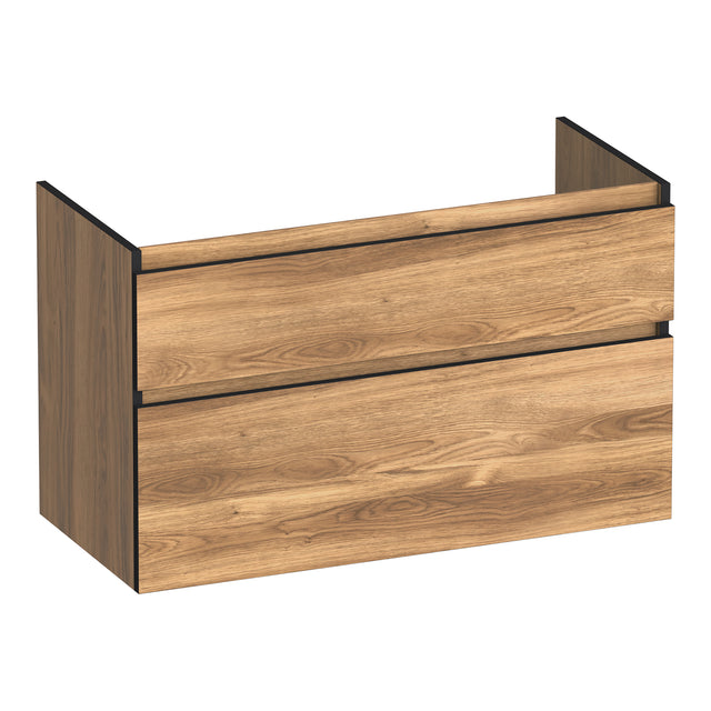 BRAUER Delight Edge onderkast 100 met 2 softclose lades greeploos en 1 sifon uitsparing Honey OK-DLE100HO