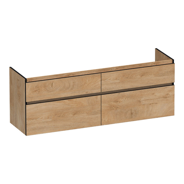 BRAUER Delight Edge onderkast 160 met 4 softclose lades greeploos en 2 sifon uitsparingen Forest Tan OK-DLE160FT