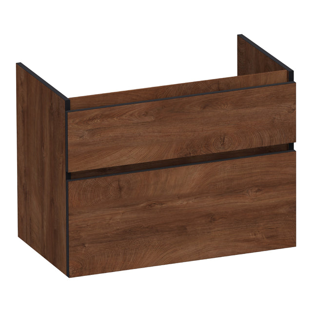 BRAUER Delight Edge onderkast 80 met 2 softclose lades greeploos en 1 sifon uitsparing Forest Cacao OK-DLE80FC