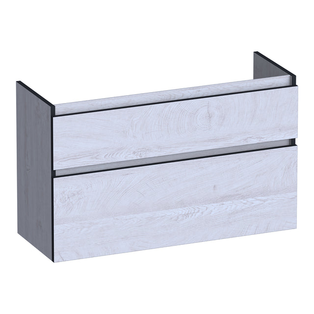 BRAUER Delight Edge onderkast ondiep 100 met 2 softclose lades greeploos en 1 sifon uitsparing Forest Seashell OK-DLEO100FS