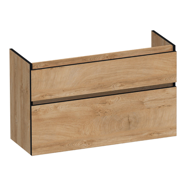 BRAUER Delight Edge onderkast ondiep 100 met 2 softclose lades greeploos en 1 sifon uitsparing Forest Tan OK-DLEO100FT