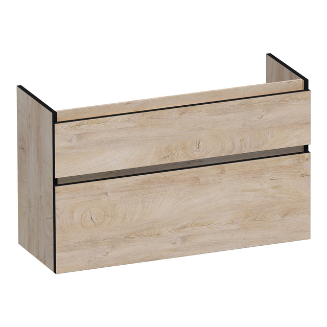 BRAUER Delight Edge onderkast ondiep 100 met 2 softclose lades greeploos en 1 sifon uitsparing Forest Wheat OK-DLEO100FW