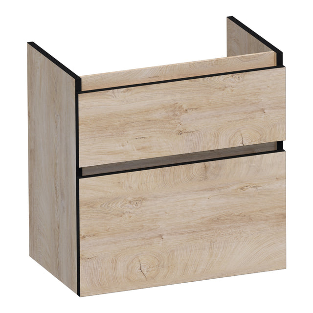 BRAUER Delight Edge onderkast ondiep 60 met 2 softclose lades greeploos en 1 sifon uitsparing Forest Wheat OK-DLEO60FW