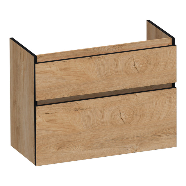 BRAUER Delight Edge onderkast ondiep 80 met 2 softclose lades greeploos en 1 sifon uitsparing Forest Tan OK-DLEO80FT