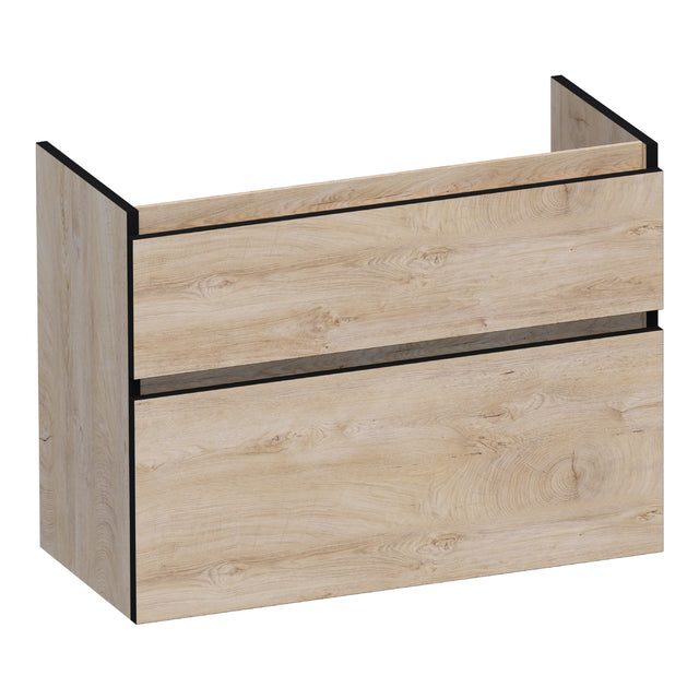 BRAUER Delight Edge onderkast ondiep 80 met 2 softclose lades greeploos en 1 sifon uitsparing Forest Wheat OK-DLEO80FW