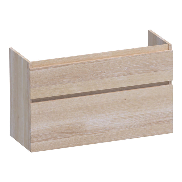 BRAUER Delight onderkast ondiep 100 met 2 softclose lades greeploos en 1 sifon uitsparing lamellen eiken wit OK-DLO100LEW