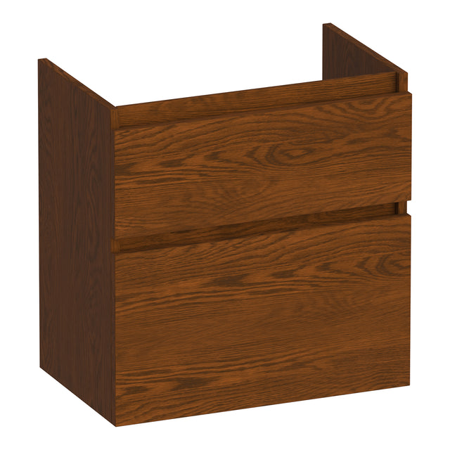 BRAUER Delight onderkast ondiep 60 met 2 softclose lades greeploos en 1 sifon uitsparing lamellen eiken bruin OK-DLO60LEB