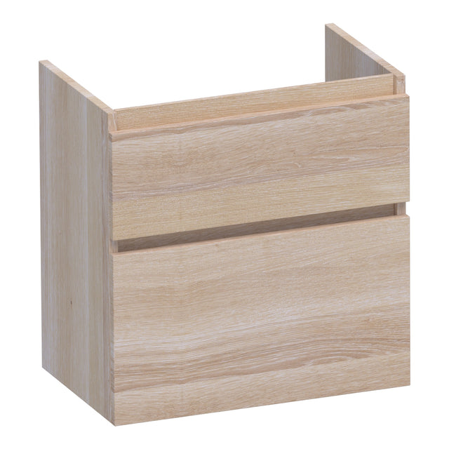 BRAUER Delight onderkast ondiep 60 met 2 softclose lades greeploos en 1 sifon uitsparing lamellen eiken wit OK-DLO60LEW