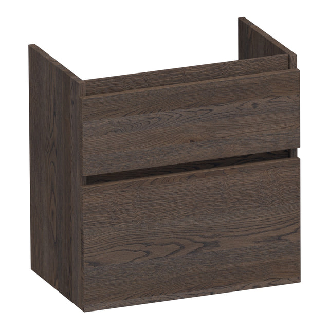 BRAUER Delight onderkast ondiep 60 met 2 softclose lades greeploos en 1 sifon uitsparing lamellen eiken zwart OK-DLO60LEZ