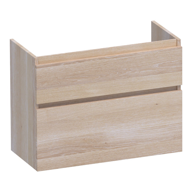 BRAUER Delight onderkast ondiep 80 met 2 softclose lades greeploos en 1 sifon uitsparing lamellen eiken wit OK-DLO80LEW