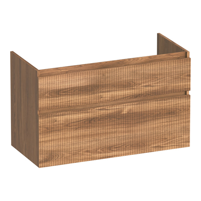 BRAUER Delight Wavy onderkast 100 met 2 softclose lades greeploos en 1 sifon uitsparing Honey OK-DLW100HO