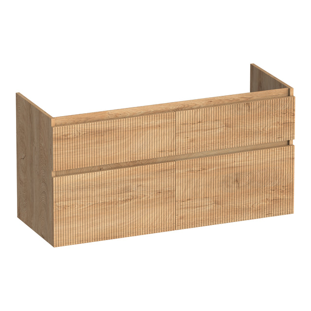 BRAUER Delight Wavy onderkast 120 met 4 softclose lades greeploos en 2 sifon uitsparingen Forest Tan OK-DLW120-4FT