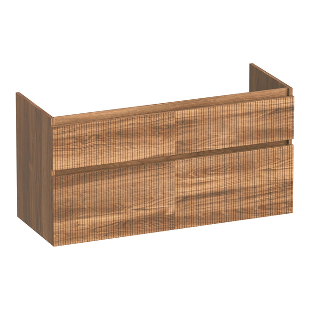 BRAUER Delight Wavy onderkast 120 met 4 softclose lades greeploos en 2 sifon uitsparingen Honey OK-DLW120-4HO