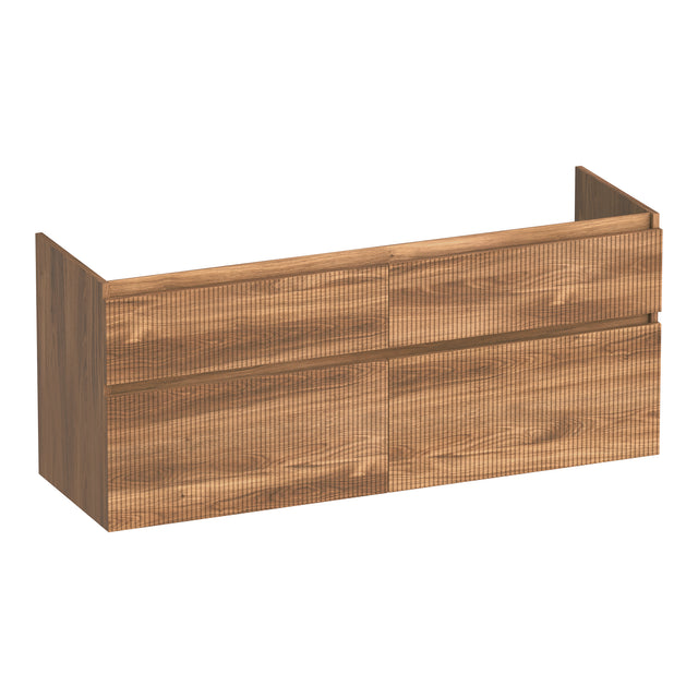 BRAUER Delight Wavy onderkast 140 met 4 softclose lades greeploos en 2 sifon uitsparingen Honey OK-DLW140HO