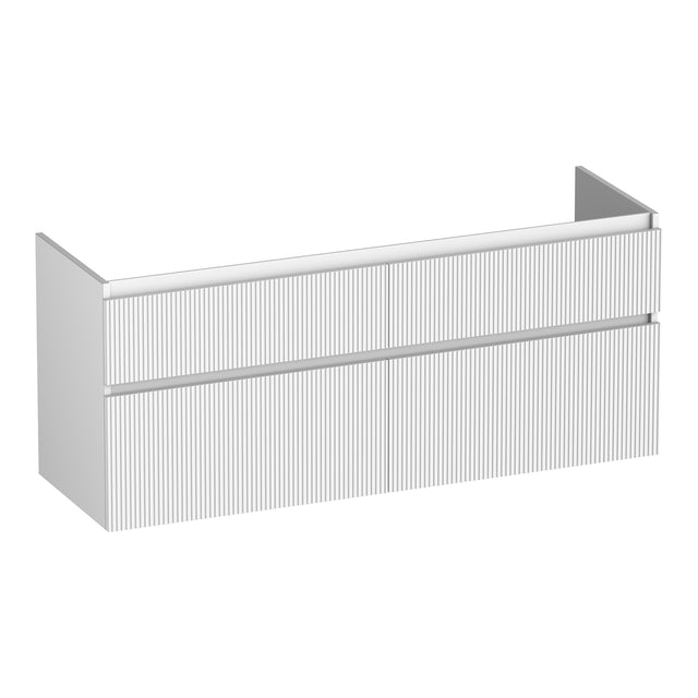 BRAUER Delight Wavy onderkast 140 met 4 softclose lades greeploos en 2 sifon uitsparingen mat wit OK-DLW140MW