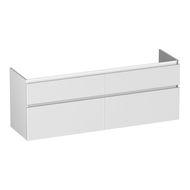 BRAUER Delight Wavy onderkast 160 met 4 softclose lades greeploos en 2 sifon uitsparingen mat wit OK-DLW160MW