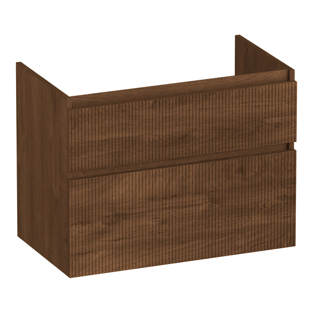 BRAUER Delight Wavy onderkast 80 met 2 softclose lades greeploos en 1 sifon uitsparing Forest Cacao OK-DLW80FC
