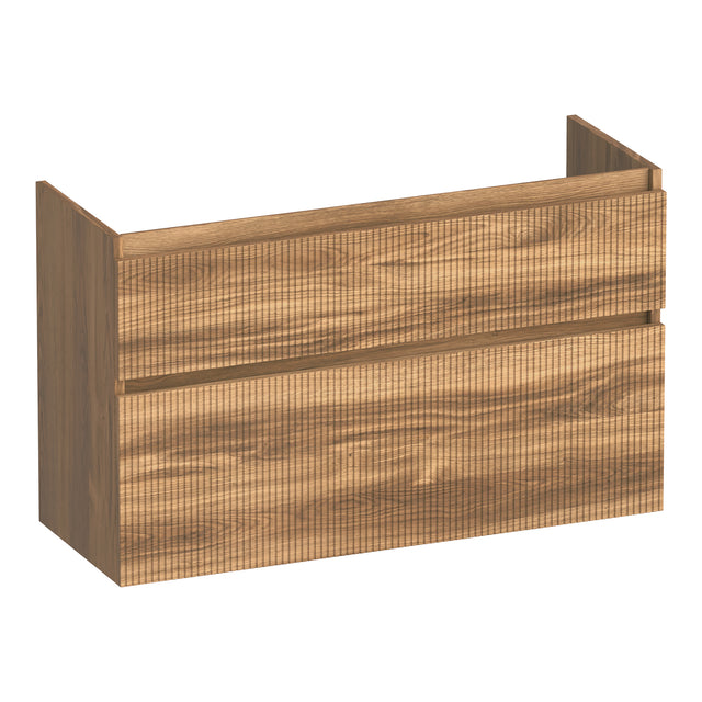 BRAUER Delight Wavy onderkast ondiep 100 met 2 softclose lades greeploos en 1 sifon uitsparing Honey OK-DLWO100HO