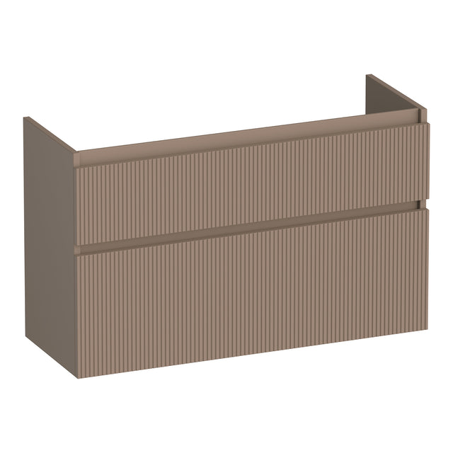 BRAUER Delight Wavy onderkast ondiep 100 met 2 softclose lades greeploos en 1 sifon uitsparing mat mokka OK-DLWO100MM