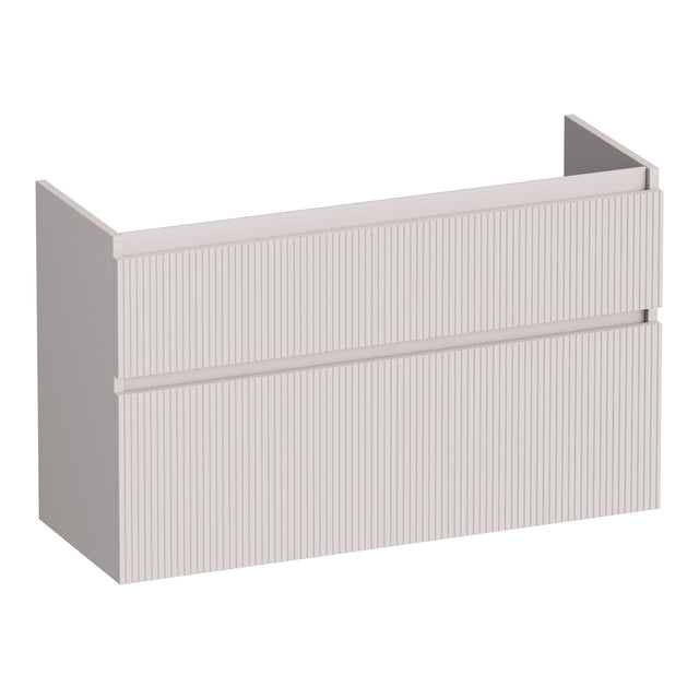 BRAUER Delight Wavy onderkast ondiep 100 met 2 softclose lades greeploos en 1 sifon uitsparing mat zand OK-DLWO100MS